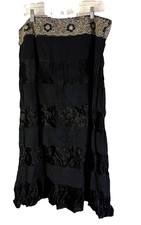 Vintage Y2K Black Embellished Burnout Broomstick Tiered Skirt Fairy