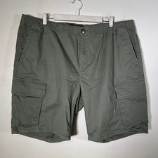 Johnny Bigg Cargo Shorts Mens Size 44 Khaki Green Elastic Waist Stretch Cotton