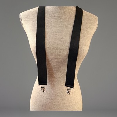 Pelican USA Suspender Mens Black Silver Clip Adjustable Strap  Solid X Back