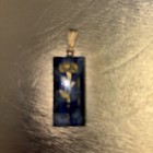Rose Encased In A Blue Lucite Pendant - Beveled Edge In Rectangle Shape — photo 1