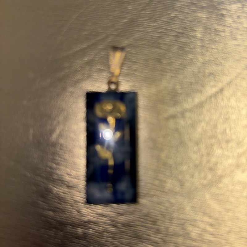Rose Encased In A Blue Lucite Pendant - Beveled Edge In Rectangle Shape