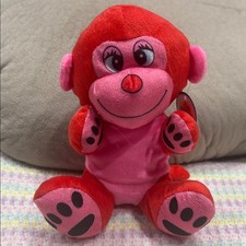 NWT Adorable Red  Pink Plush Stuffed Monkey Toy 2012 NSCI Collection 7-8" Tall