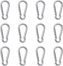 12 Pcs Small Carabiner Clip - Stainless Steel Spring Snap Hook for Bird Feeders