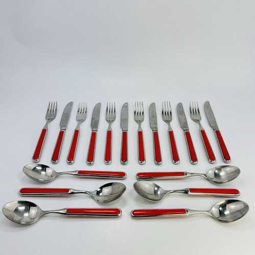 Pinti Inox Menù Posate 18 pz Coltello Forchette Cucchiaio Plastica Acciaio Inox Anni 80 - Foto 1 di 16