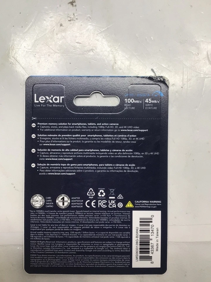 Lexar LSDMI128B2U6 High Performance Blue Series Microsdxc Memory Card Wit(44807) - Image 3 of 3