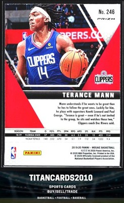 その他 Panini mosaic Terance mann Black RC 1/1 Terance Mann - Clippers - 2019-20 Panini Mosaic - Rookie - #246