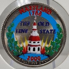 2000-P Maryland State Quarter Colorized Old Line State U.S. Capitol Dome