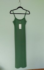 Zara Long Strappy Bodycon Slip Dress Green Lg NWT