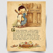 Mabel Lucie Attwell SIGN METAL WALL PLAQUE funny toilet bathroom A6 A5 A4 A3