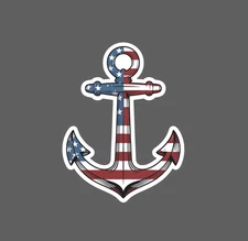 Anchor USA Flag Sticker Waterproof Decal America Patriotic Sail Ocean Gift NEW
