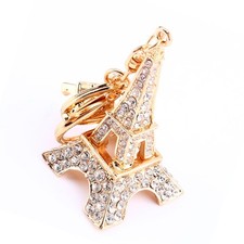 Eiffel Tower Rhinestones Keyring Charm Pendant Purse Bag Key Ring Chain AD