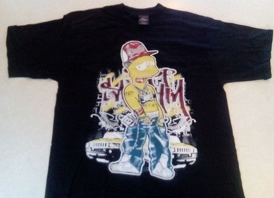 Vintage Bart Simpson Gangster Y2K era  CH Gold Series T-Shirt Large Shirt New!