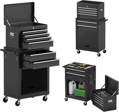 Rolling Tool Chest, 6-Drawer Tool Box Organizer W/Auto Locking System & Lockable