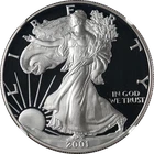 2001-W Silver American Eagle $1 NGC PF70 Ultra Cameo Brown Label - STOCK