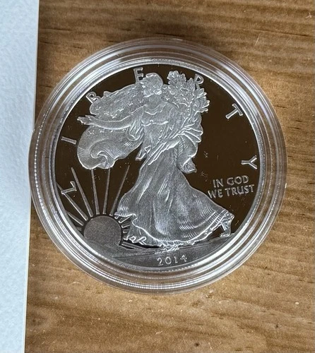 2014 W American Silver Eagle Proof ~ 1 Troy Oz .999 Fine Silver ~w/Box & COA