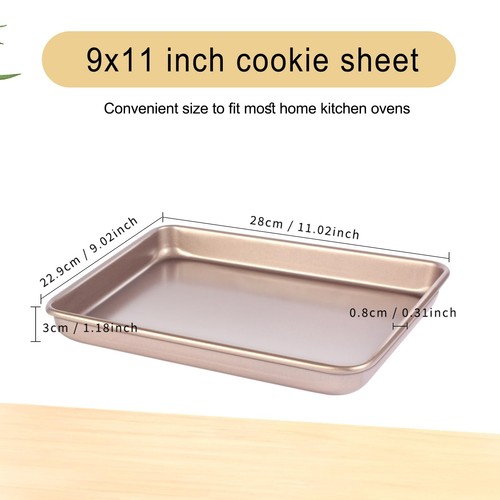 Baking Sheet Tray 9x11 Inch Cookie Sheet Nonstick, 2-Pack Heavy Duty Small Ba... - 第 3/8 張圖片