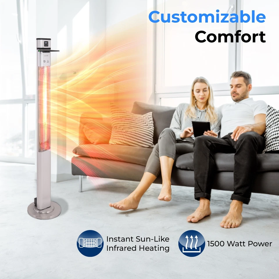 SereneLife Aluminum Steel Remote Control Heater 1500 Watt High-Efficiency - Image 2 of 4