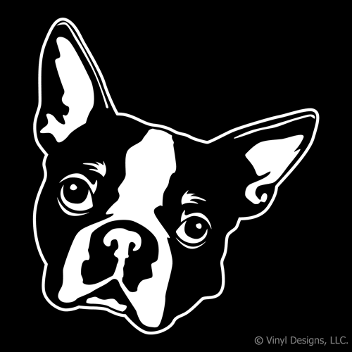 DETAILED BOSTON TERRIER DOG GRAPHIC DECAL STICKER ART CAR WALL DECOR