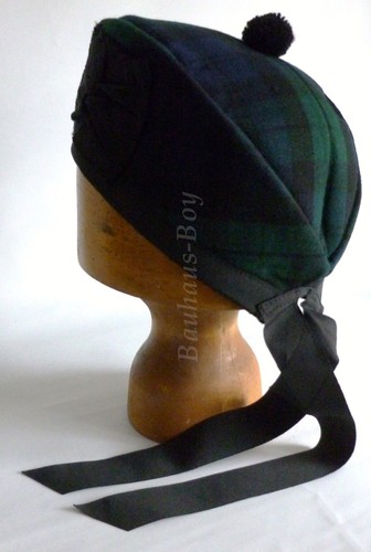 KILT GLENGARRY HAT TARTAN BLACK WATCH SCOTTISH ALL SIZES HIGHLAND KILT-WEAR NEW - Picture 2 of 3