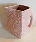 Vintage Niloak Art Pottery Pink Pitcher Vase Embossed Floral Flowers Daisy 7”