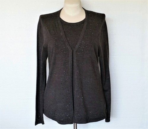 Croft & Barrow Sweater NEW Dark Brown 2 pc Style Lightweight Womens XL - Picture 2 of 8