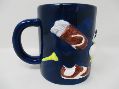 Vintage Golf Mug Cup Swank 1993 3D raised golf clubs shoe bag tee fun gift - Picture 3 of 8