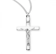 Sterling Silver High Polished Crucifix Features 20in Long chain