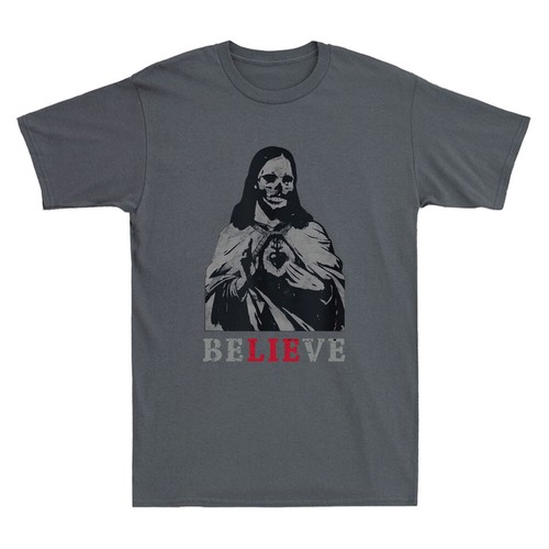 Occult Satan Jesus Lie Antichrist Atheist Hell Devil Gothic Vintage Men's T-Shir - Picture 6 of 8