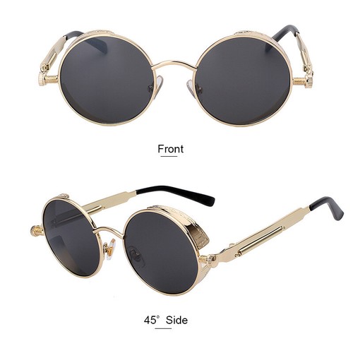 Gafas de sol vintage Steampunk moda redondas de metal espejado gafas hippie gafas - Imagen 3 de 32