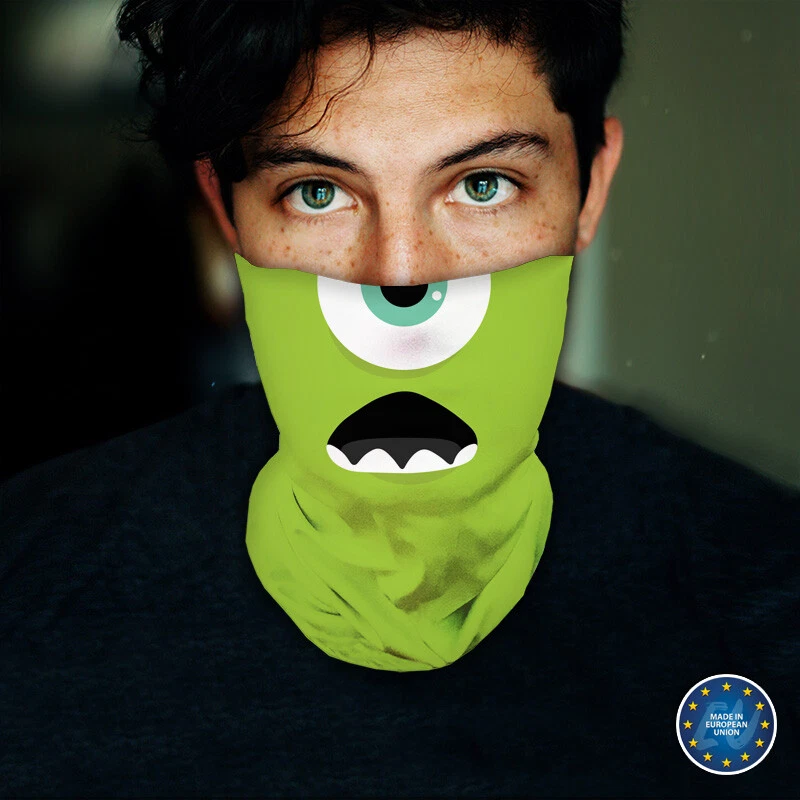 Washable Fabric Face Cover Neck Gaiter Animated Mike Wazowski, Monsters Inc - Image 3 of 4