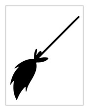 Witch Broom Stencil Halloween Single Silhouette 8" x 10" Reusable Sheet S1284