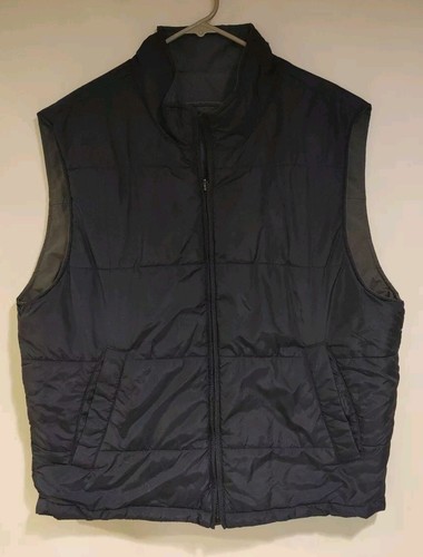 Trader Bay Men's reversible Puffer style Vest in Navy Blue & Gray Size Large