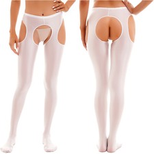 Women's High Rise Gym Crotchless Leggings Hollow Out Stretchy Yoga Fitness Pants