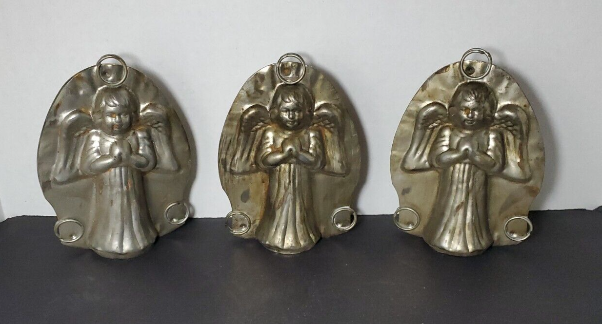 Tin Angel Candy Mold Authentic Matching VINTAGE Originals 3 Piece Set