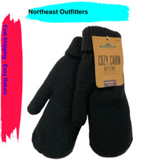 Northeast Outfitters Youth Cozy Cabin Solid Mittens, Black, One Size