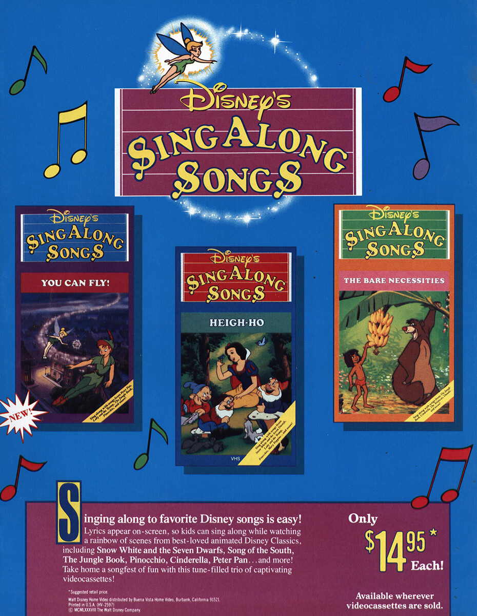 Disney's Sing Along DVD 全巻セット 1988 Disneys Sing a Long Songs Promo Vintage Print Ad | eBay