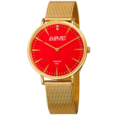 Women's August Steiner AS8207YG Diamond Dial  Quartz Steel Mesh Bracelet Watch