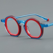 Mixed-color Vintage Round Eyeglass Frames Transparent Semi-circular Glasses