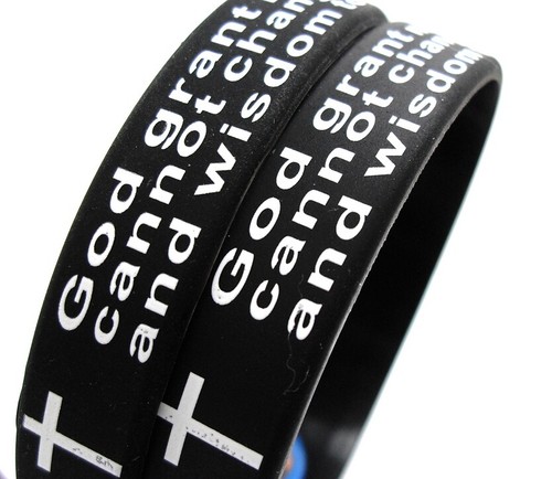 Job lot 100pcs Serenity prayer Bible Cross Silicone Bracelets Wristbands - Picture 3 of 5