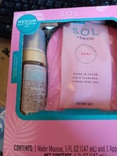 SOL by Jergens Medium Self Tanning Kit Medium Water Mousse with Applicator Mitt