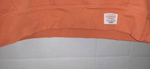 Aeropostale Men's Orange Hooded Distressed Sweatshirt Size Small Long Sleeve - Picture 2 of 12