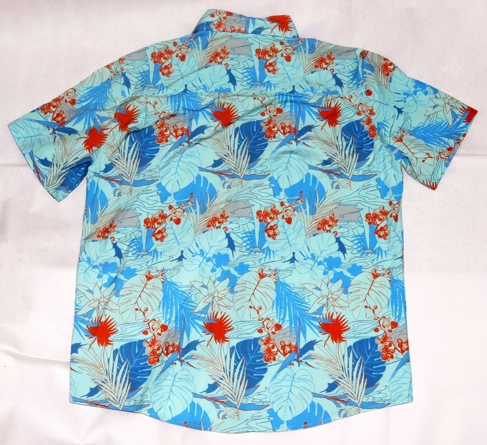 Camisa de pesca masculina botânica radical manga curta botão para baixo Huk Kona tamanho grande - Imagem 3 de 4