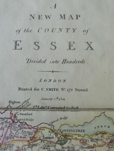 CHARLES SMITH - MAPA DEL CONDADO DE ESSEX - 2ª EDICIÓN CORREGIDA 1808 - CON ESTUCHE - Imagen 2 de 12