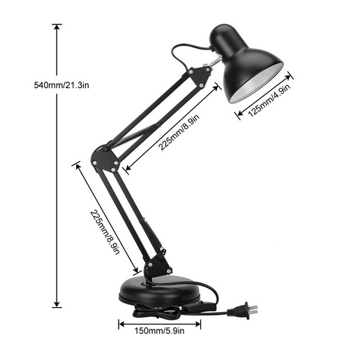 Super Bright Swing Arm Desk Lamp With LED Bulb & Clamp Home Office Table Light - Picture 2 of 12