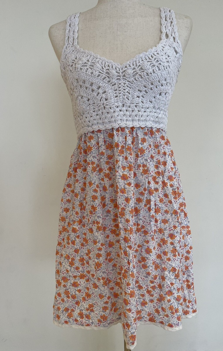 Jessica Simpson Summer Dress Womens Size M Rayon Cotton Flowers Pre Owned