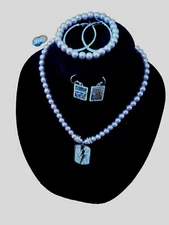 Mojisola Adeola Gbadamosi Purple Jewelry with 3 Earring  Pieces Set. 