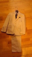 Nwt NAUTICA BOYS SUIT JACKET PANTS SHIRT TIE KHAKI 6 7