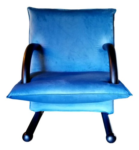 Armchair Arflex Model T-Line Design burkhard Vogtherr Years 80 Vintage - Blue - Picture 2 of 6