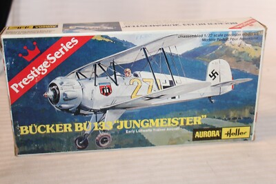 1/72 Scale Heller, Bucker Bu133 Jungmeister Airplane Model Kit #6612 BN Open Box