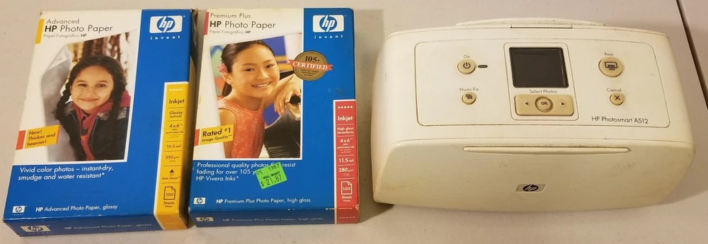 HP - A512 -Digital Photo Printer, 200 Sheets 4" x 6" paper, Q5431A / Q7906A-READ